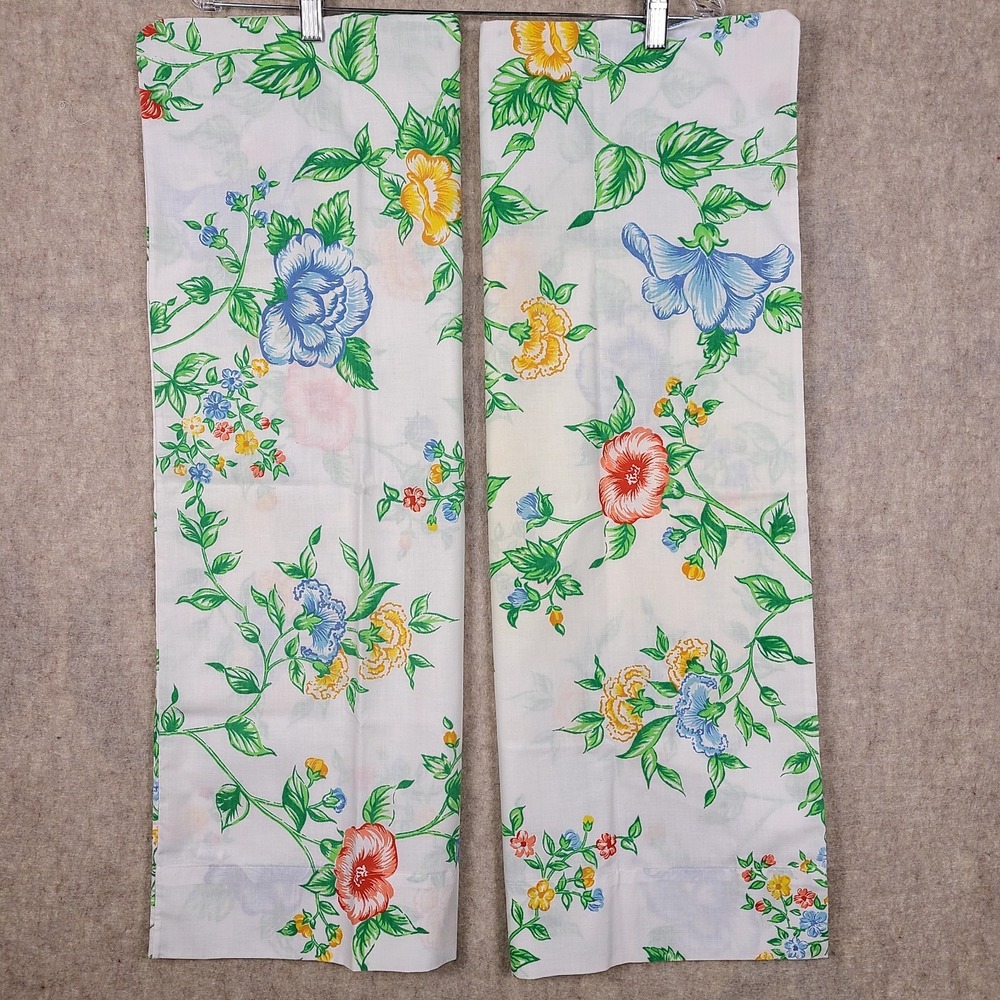 2 x Lady Pepperell Floral Beautiful Colors Pillowcases Standard 20x30 Muslin VTG